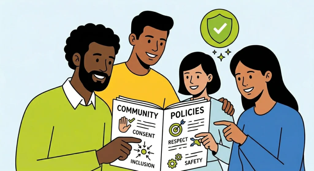 4 people reading social media policies